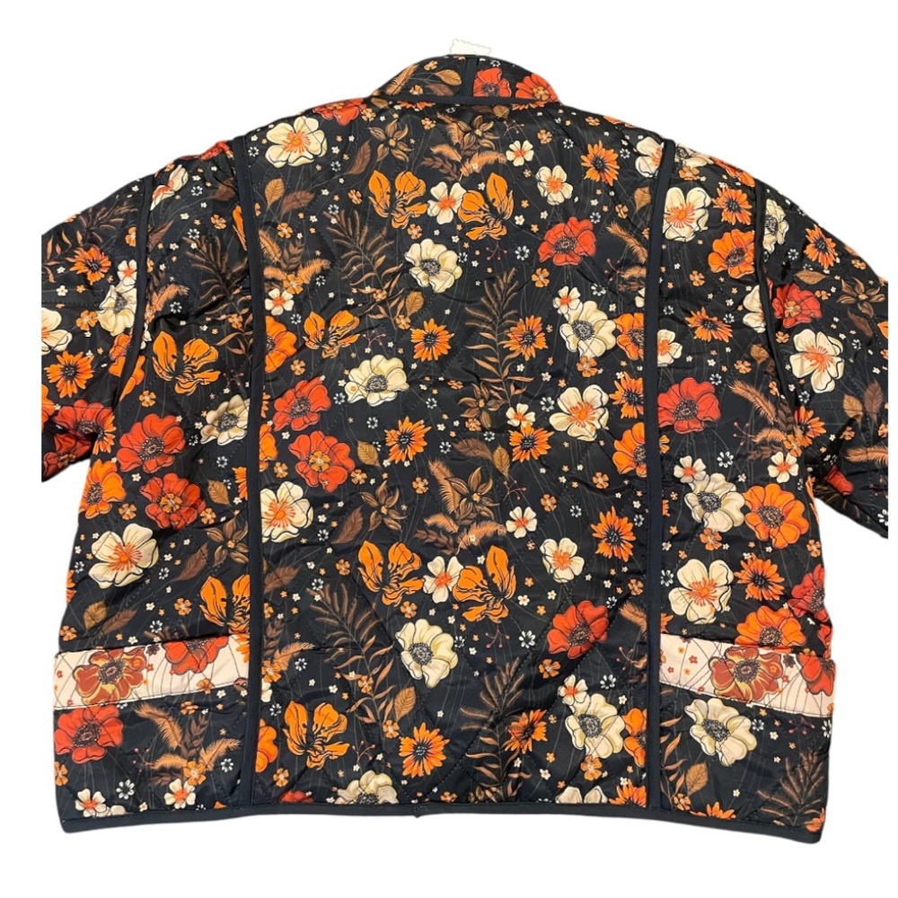 Simply Southern Black and Orange Bomber Jacket Floral Design - Picture 5 of 10